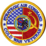 A picture of a patch that says "Strategic Air Command Cold War Veteran" surrounding the US and USSR flags and overlaid with the SAC logo.