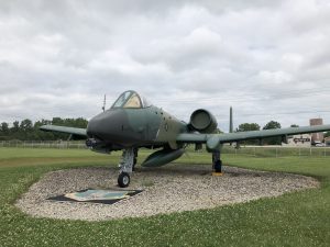 Front facing picture of an A-10 Thunderbolt, aka Warthog