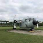 A nearly front facing photo of the C-119 Flying Boxcar.