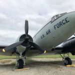 Three-quarters view of the C-47 Skytrain.