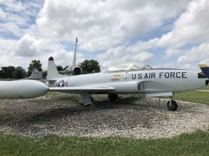 A side view of the T-33 T-bird bomber.