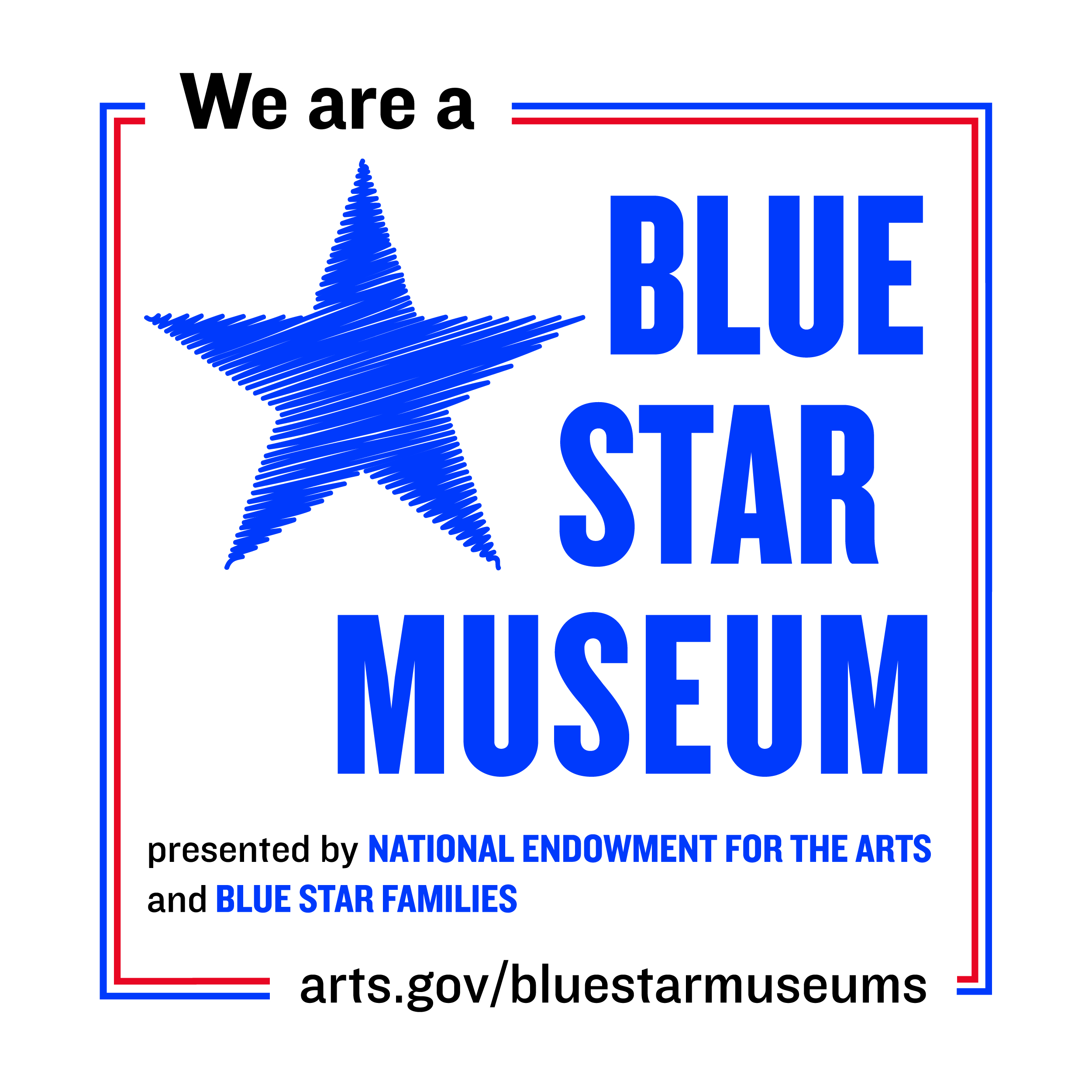 Blue Star Museum log with information about how to access the website.